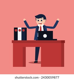vector illustration of a stressed businessman or worker at work