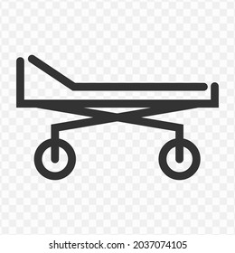 Vector illustration of stretcher icon in dark color and transparent background(png).