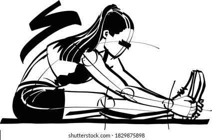 the vector illustration of the stretching woman