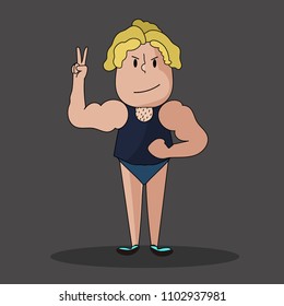 Vector illustration, strict coach bodybuilding and fitness