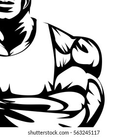 Vector illustration, strict coach bodybuilding and fitness.  Gym trainer theme.