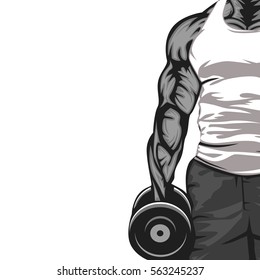 Vector illustration, strict coach bodybuilding and fitness. Gym trainer theme.