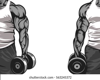 Vector illustration, strict coach bodybuilding and fitness. Gym trainer theme.