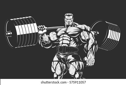 Vector illustration, strict coach bodybuilding and fitness