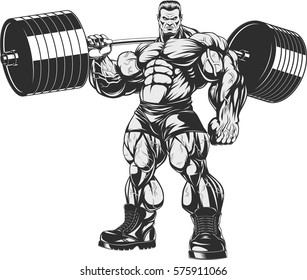Vector illustration, strict coach bodybuilding and fitness