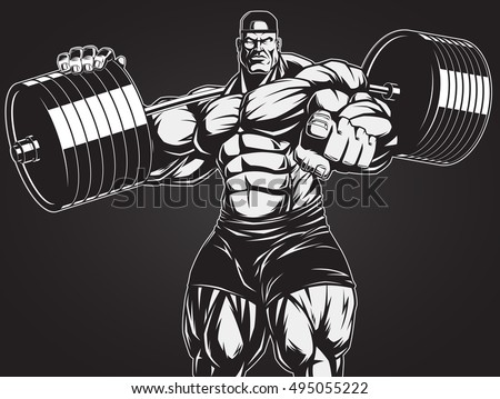 Vector illustration, strict coach bodybuilding and fitness