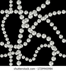 Vector illustration of a string of pearls seamless background beads made of natural 3d mother of pearl