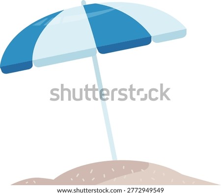 Vector illustration of a striped beach parasol. Summer vacation and sunshade icon.