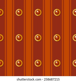 Vector illustration: striped brick seamless background with orange bands and precious gems in golden rims 