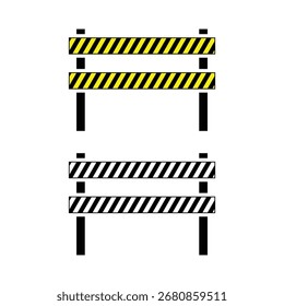 Vector illustration of a striped construction barrier for road safety and caution signage