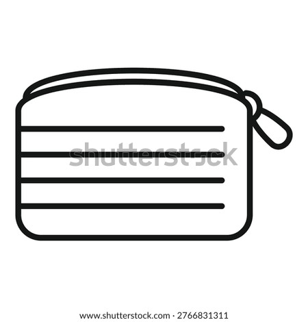 Vector illustration of a striped cosmetic bag in a simple line art style