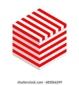 Vector illustration of striped gifts in boxes on a transparent background