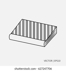 Vector illustration: Striped notebook. Book with striped cover. Simple icon. Flat design. Drawings for children, coloring pages