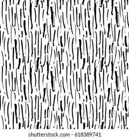 Vector Illustration striped seamless hand drawn pattern. Black and white. Grunge style ink design