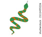 Vector illustration of a striped snake in a flat style