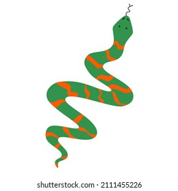 Vector illustration of a striped snake in a flat style