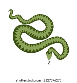 Vector illustration of a striped snake in a flat style