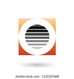 Vector Illustration of a Striped Square Orange and Black Icon for Letter O isolated on a White Background