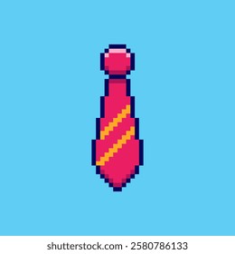 Vector Illustration of Striped Tie with Pixel Art Design, perfect for game assets themed designs