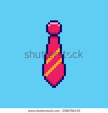 Vector Illustration of Striped Tie with Pixel Art Design, perfect for game assets themed designs