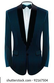 Vector illustration of striped tuxedo and neck-tie. EPS 8.