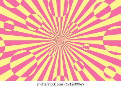Ilustración vectorial con rayas y círculos con ilusión óptica. Op art fondo abstracto.