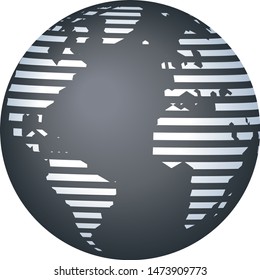 Vector illustration. Stripped restricted world map image in gray tones.