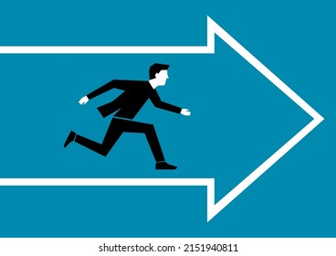Vector illustration, striving for success in business, moving forward  arrow and business 
