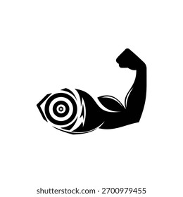 Ilustración vectorial de un fuerte brazo de bíceps con una combinación de Formas redondas únicas