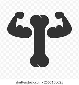 Vector illustration of strong bones icon in dark color and transparent background(PNG).