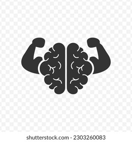 Vector illustration of strong brain icon in dark color and transparent background(png).