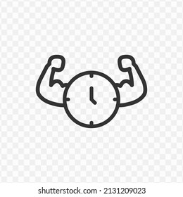 Vector illustration of strong clock icon in dark color and transparent background(png).