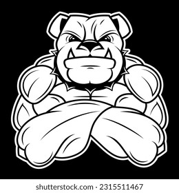 Vector illustration of a strong healthy bull with large biceps.