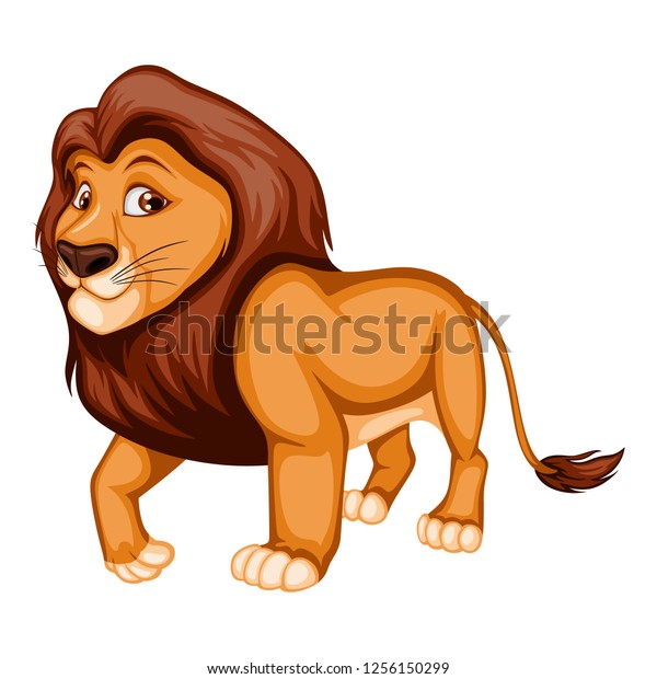 Vector Illustration Strong Lion Beautiful Cartoon Stock Vector (Royalty ...