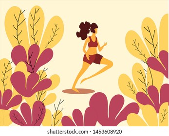 Vector illustration of a strong looking girl runner
