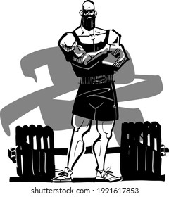 Vektorgrafik des starken Mannes mit einem Grill 