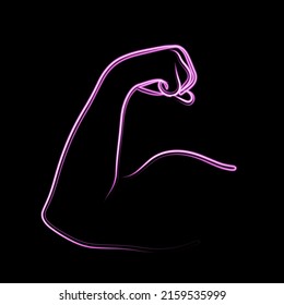 Vector illustration of a strong man's hand with a neon effect.