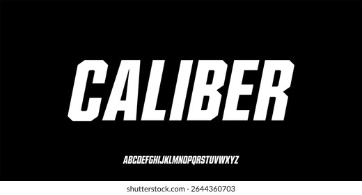 Ilustração vetorial de letras fortes e masculinas condensadas e negrito em itálico. Adequado para grandes títulos, logotipos de esportes, automotivo, militar e marca de produtos.
