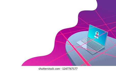 Vector illustration of a strong personal data protection system on a computer