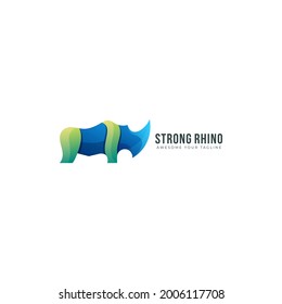 ilustración vectorial de la plantilla de logotipo moderno gradiente de rinoceronte fuerte