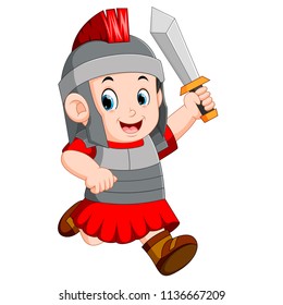 vector illustration of Strong soldier of the Roman Empire