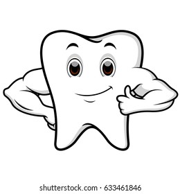 vector illustration of Strong tooth cartoon