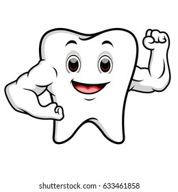 vector illustration of Strong tooth cartoon
