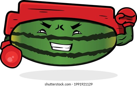 Una ilustración vectorial del boxeador fuerte de sandía. apto para nutrientes, gimnasia, etc.