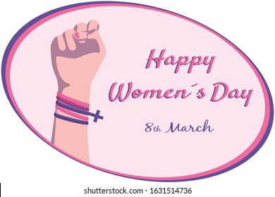 Vector illustration of a strong woman's hand asking for equality on International Women's Day, a holiday celebrated every year on March 8.