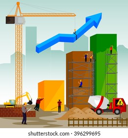 vector illustration of structure building of bar graph
