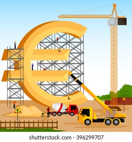 vector illustration of structure building of Euro