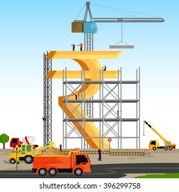 vector illustration of structure building of Indian Rupee