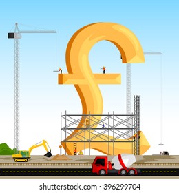 vector illustration of structure building of Pound