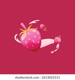 Vector illustration of strwaberry in pink color